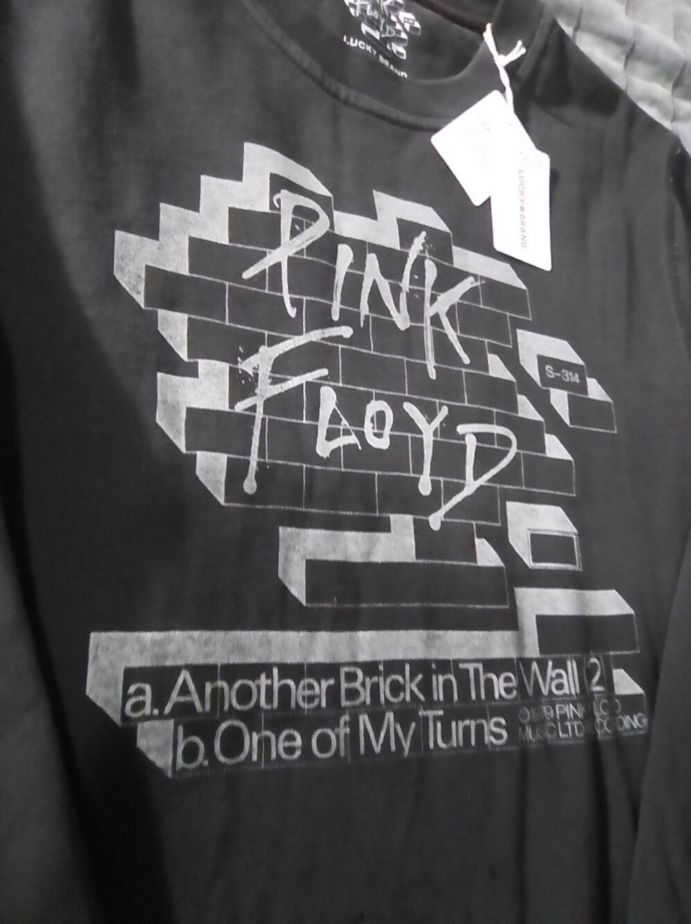Lucky Brand Grey/White Brick Typography Print Of (PINK FlOYD) Brick In The Wall